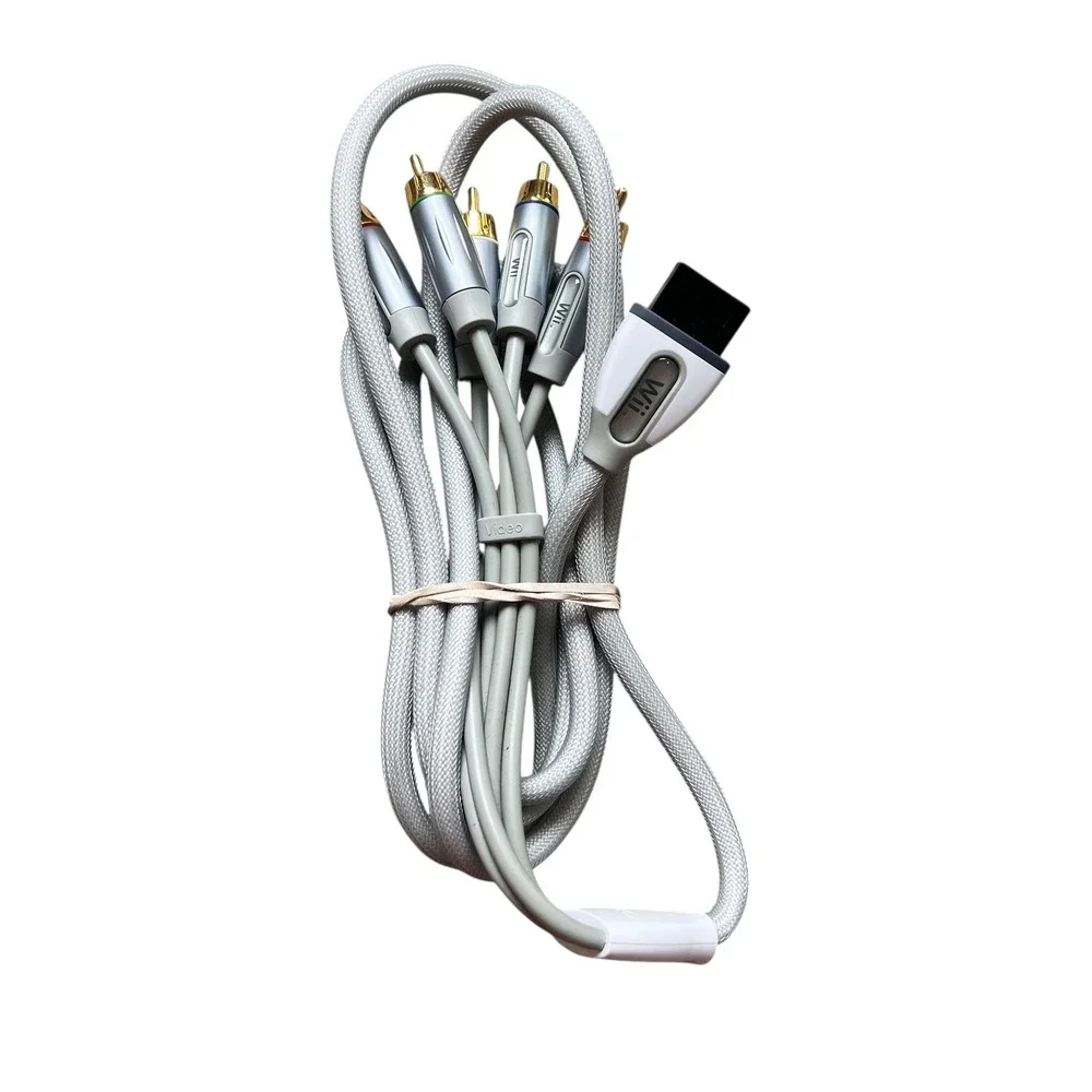 Nintendo Wii Component Video Cable RVL-011 Gray Braided Gold Plated AV Cord 77in
